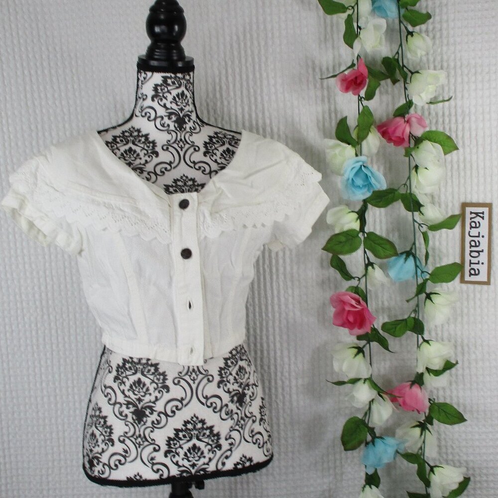 SWITCH USA Cropped Ruffle Top Size Large - Picture 1 of 10